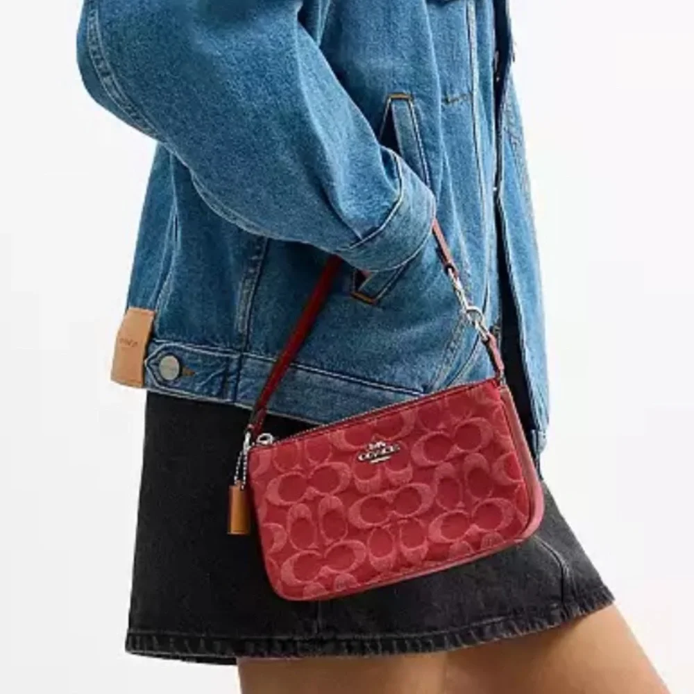 COACH Nolita 19 in Signature Denim Shoulder Bag - True Red / Silver - Picture 2 of 9